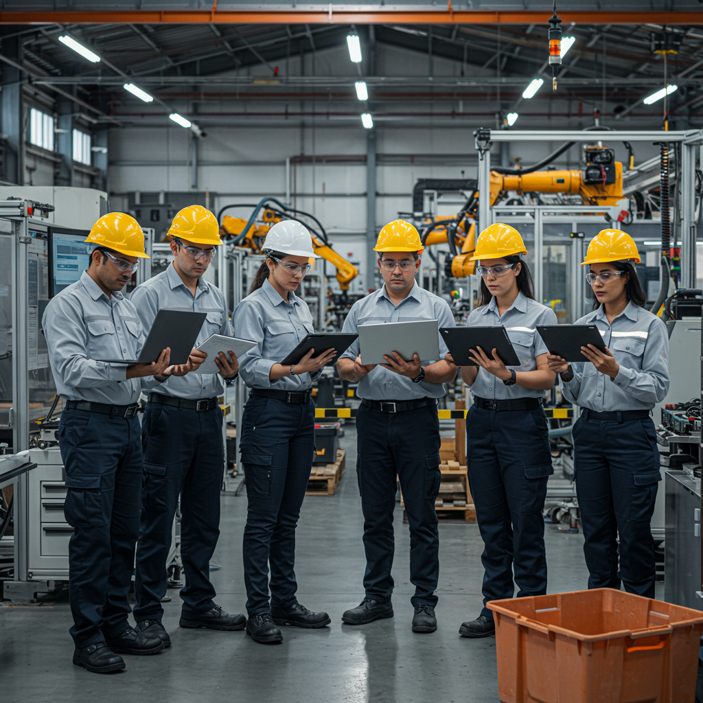Equipe de manutenção trabalhando em sinergia